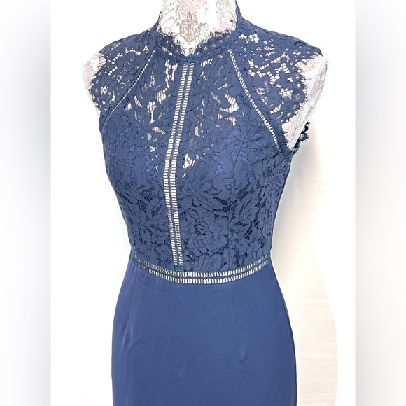 SUGARLIPS Navy lace sleeveless wide leg jumpsuit size XS - Picture 1 of 16